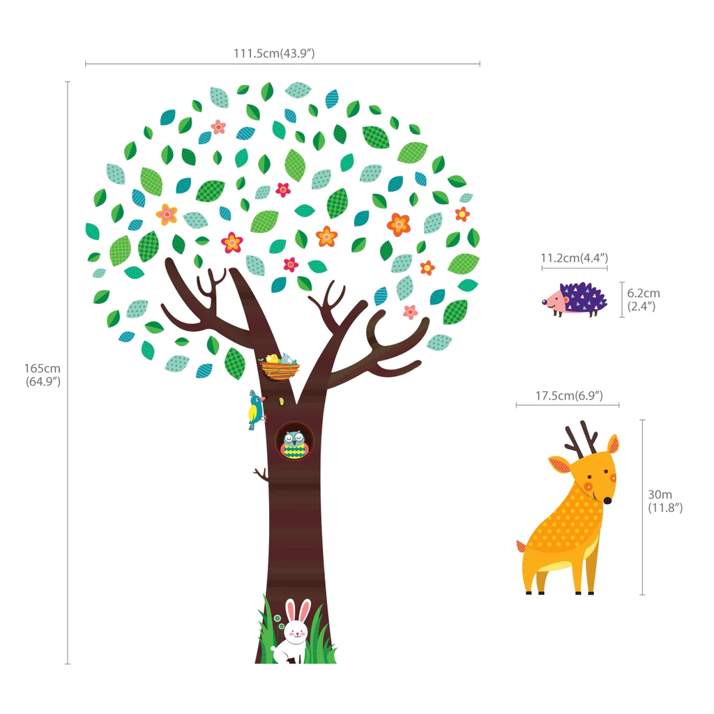 Decowall Veliko drvo sa životinjskim prijateljima - Slika 2