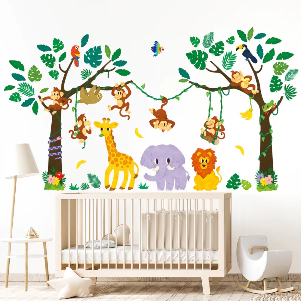 Decowall Životinje iz džungle s Drvećem