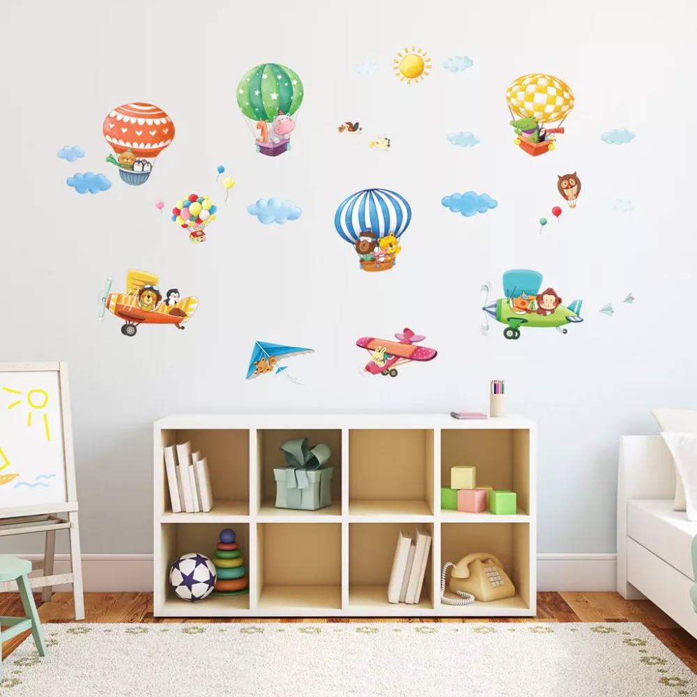 Decowall Životinje u Balonima na vrući zrak i Avionima