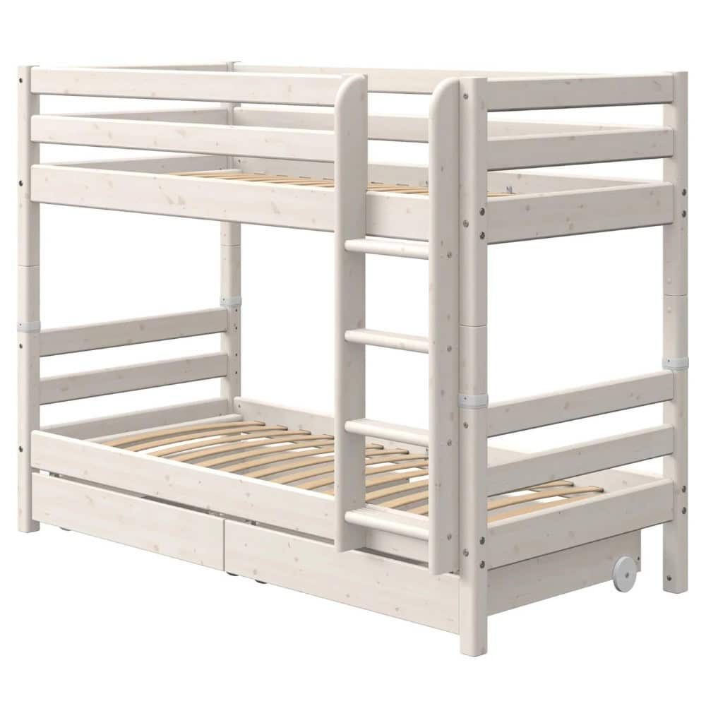 FLEXA Krevet na kat s ravnim ljestvama i ladicama