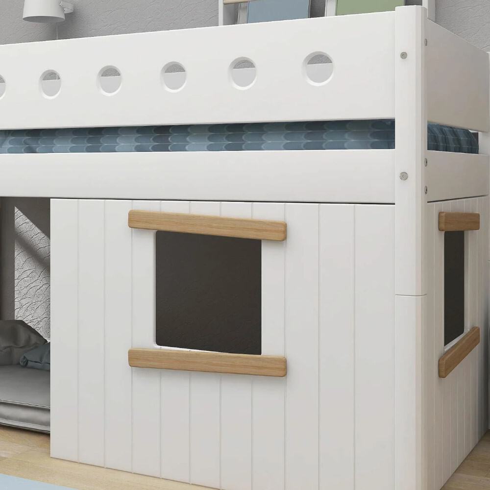 FLEXA White Mid-high Krevet Treehouse s ravnim ljestvama