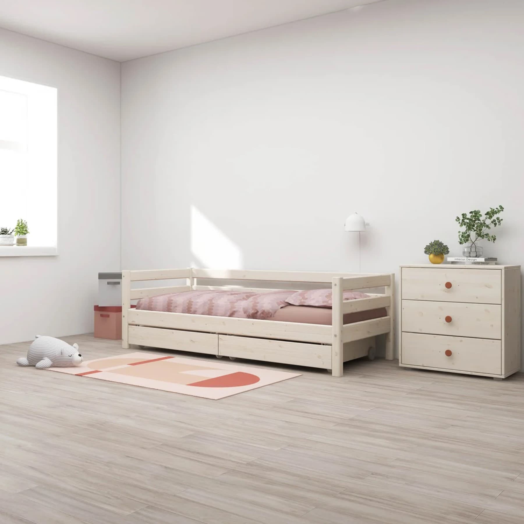 FLEXA Single bed 90 x 200 cm s dvije ladice