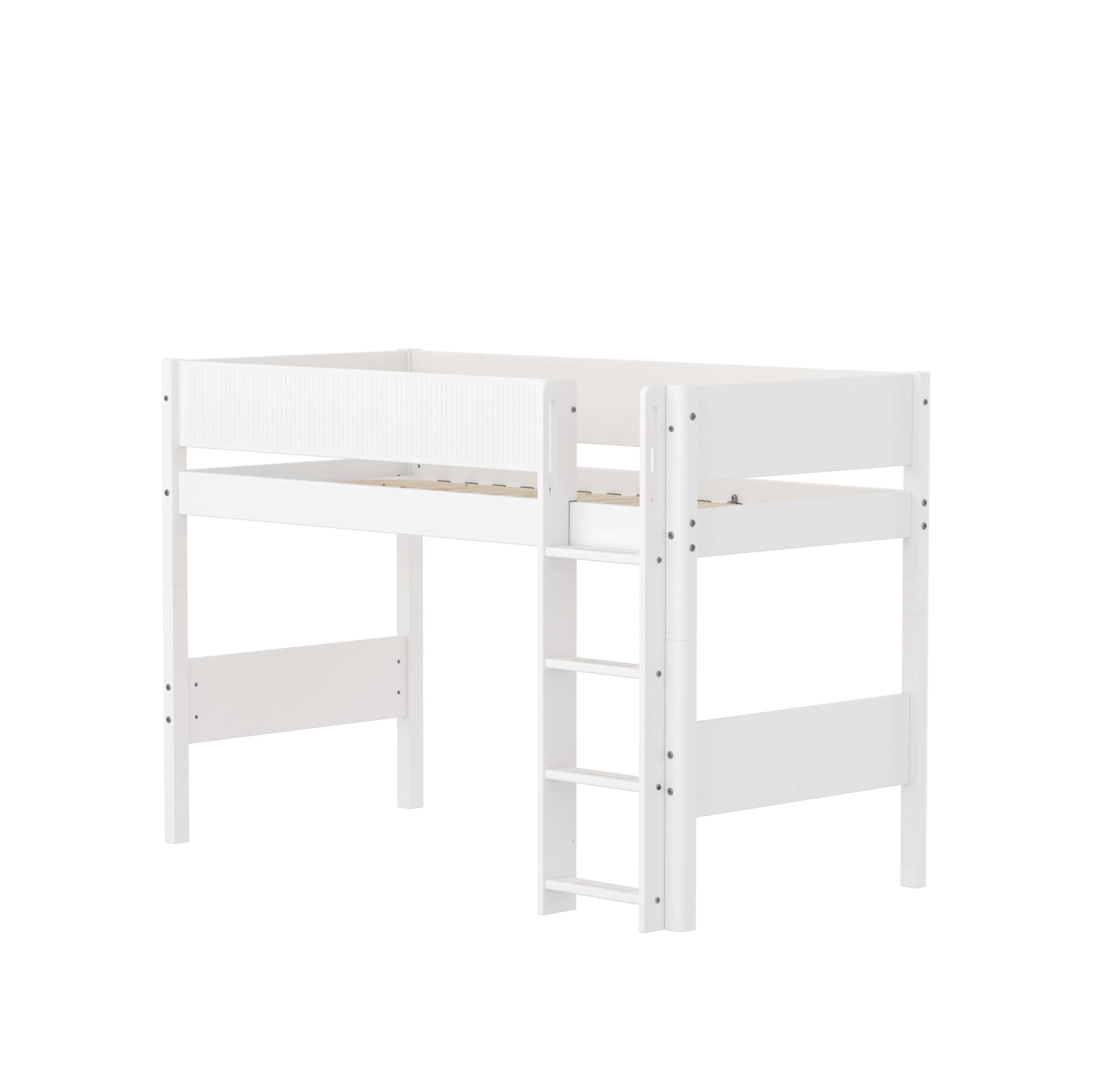 FLEXA WHITE polu visoki krevet sa ogradicom i ravnim ljestvama - Slika 2