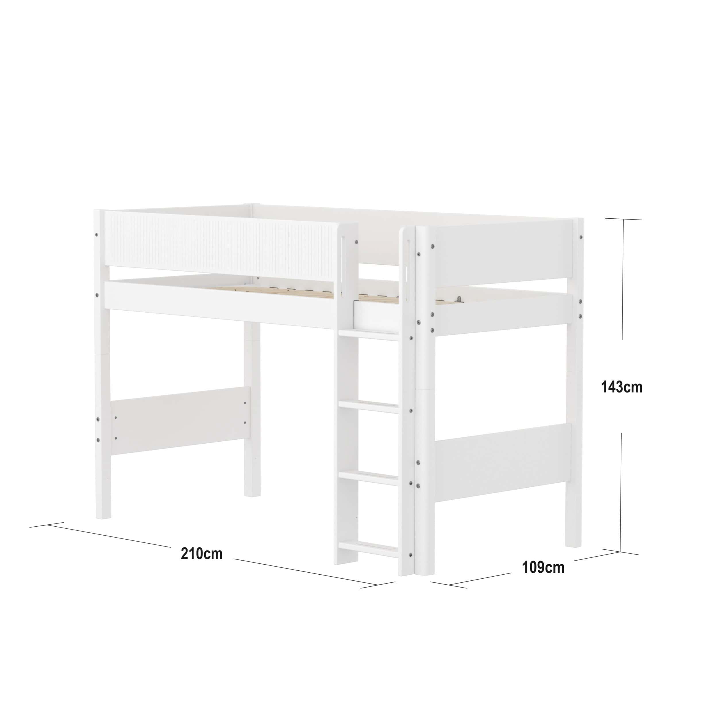 FLEXA WHITE polu visoki krevet sa ogradicom i ravnim ljestvama - Slika 3