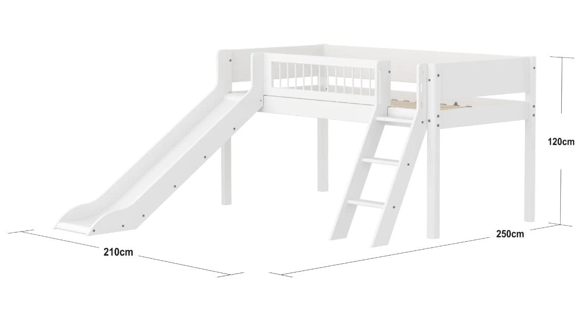 FLEXA WHITE mid-high s toboganom i kosim ljestvama