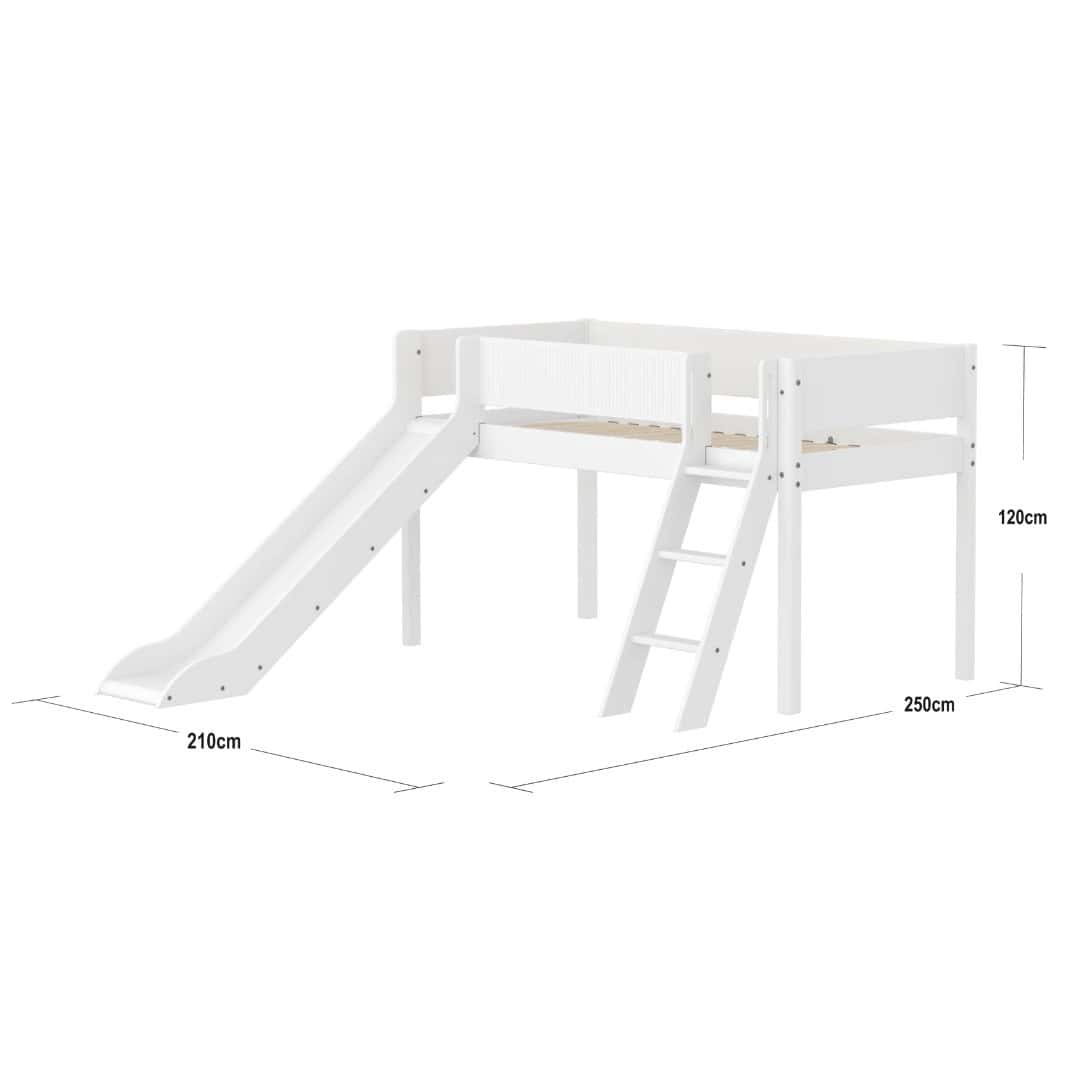 FLEXA WHITE mid-high s toboganom i kosim ljestvama