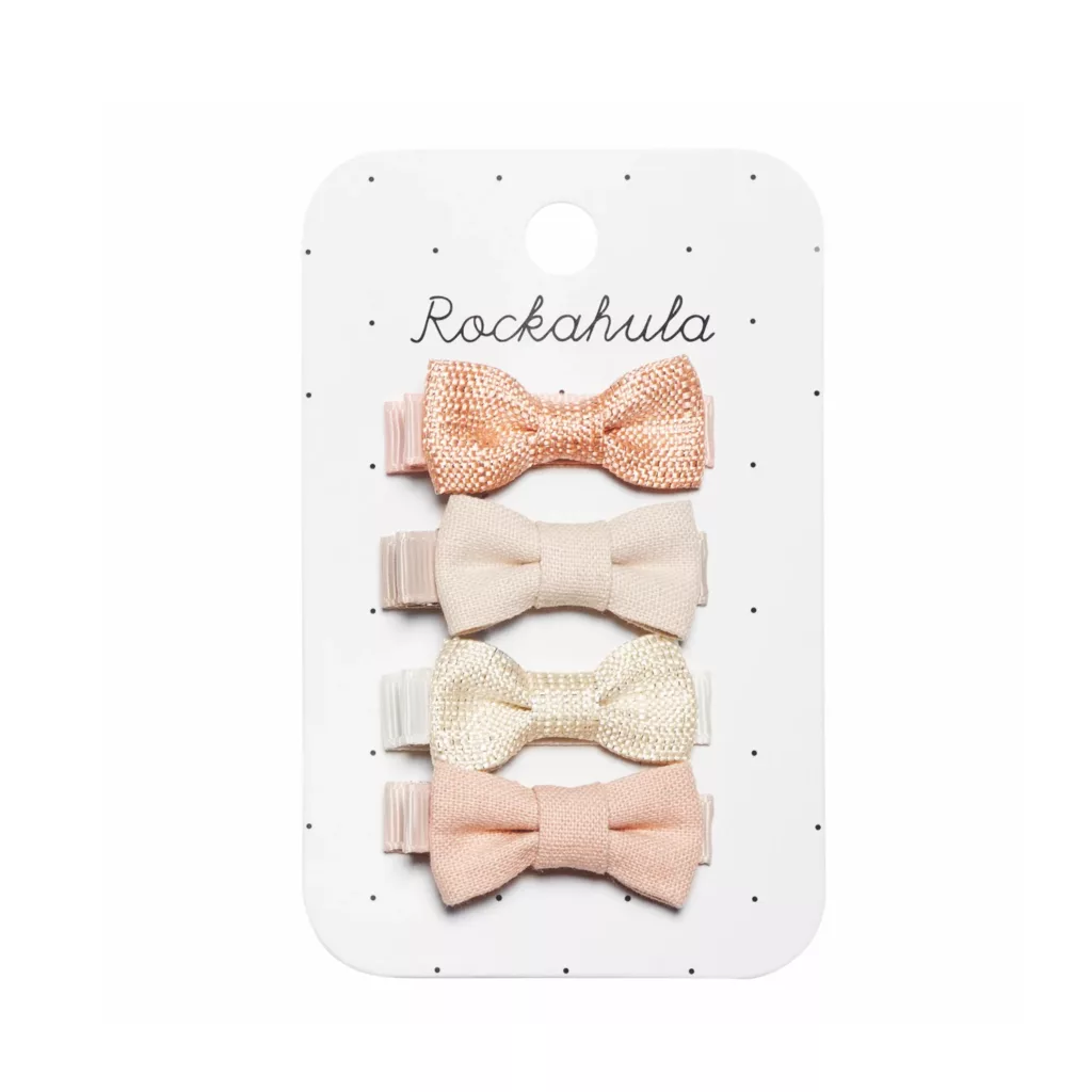 Linen mini bow clips