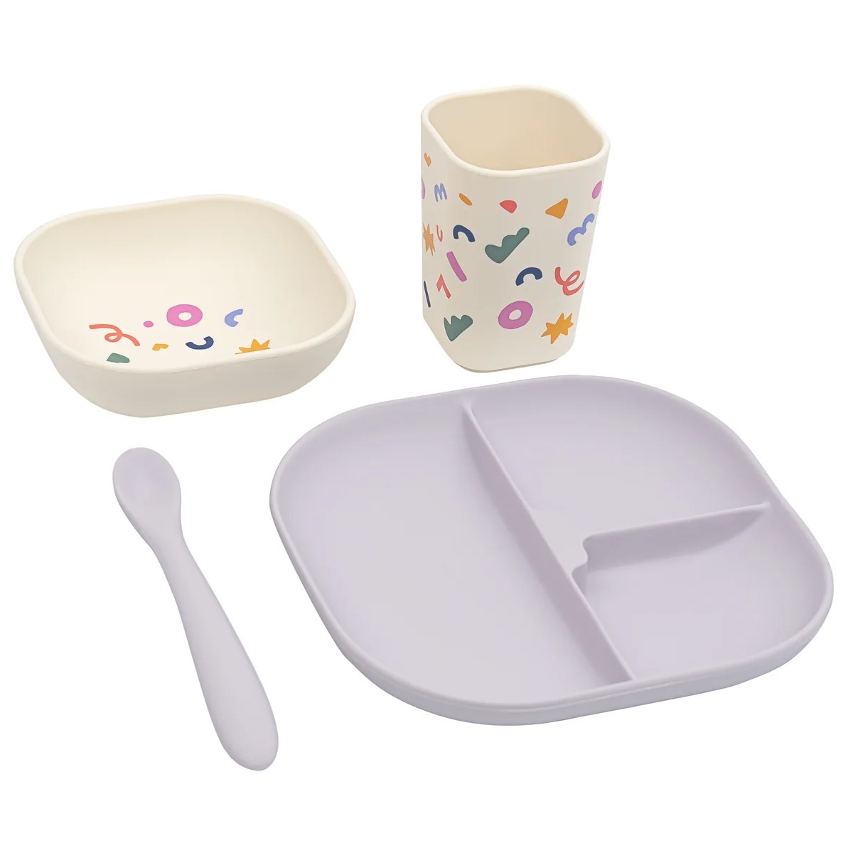 silikonski set za jelo Lilac