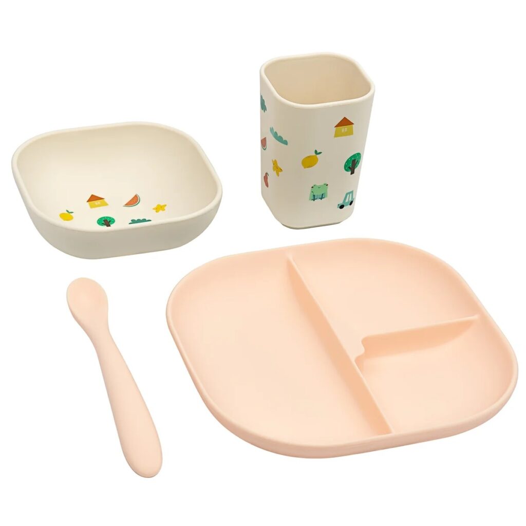 tangerine silikonski set za jelo